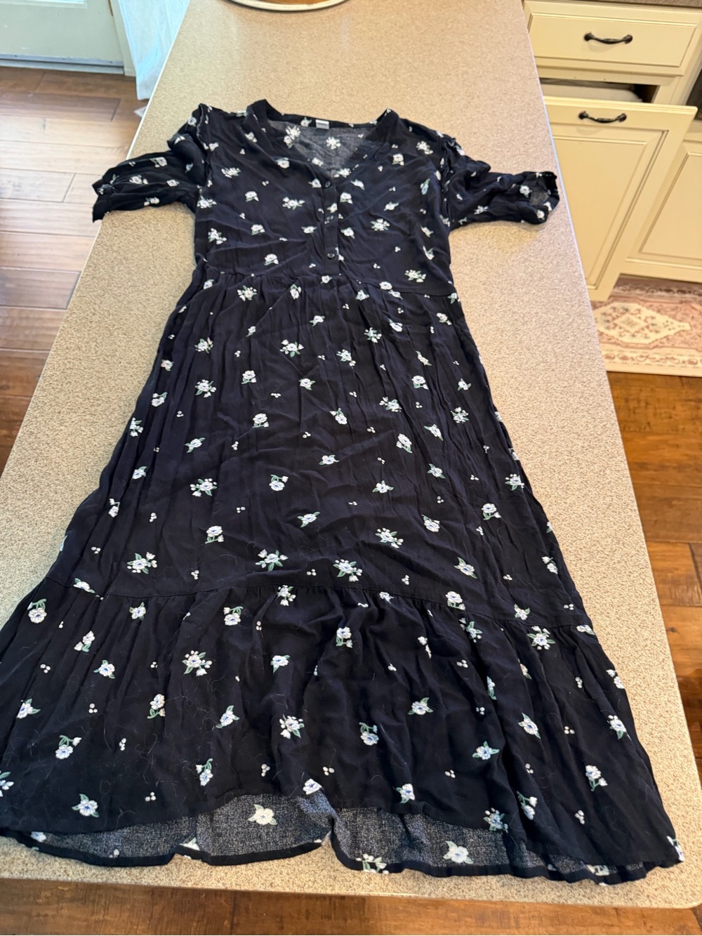 Old Navy Black Floral Button-Front Maxi Dress